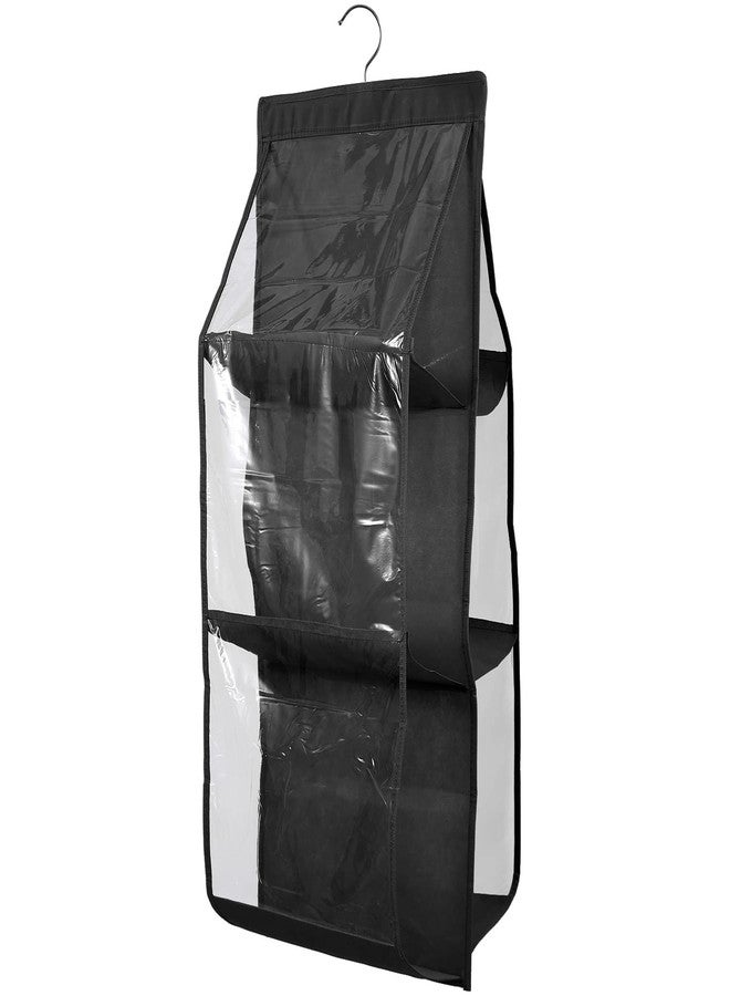 GBMI Handbag Organizer, Bag Organiser for Ladies Handbags, Purse, Clutch, clothes organiser for wardrobe, Purse Organiser With Hanger, Women, Non-Woven (6 Pocket- 90 X 35 X 35 Cm (Pack Of 2), Black) - Image 3